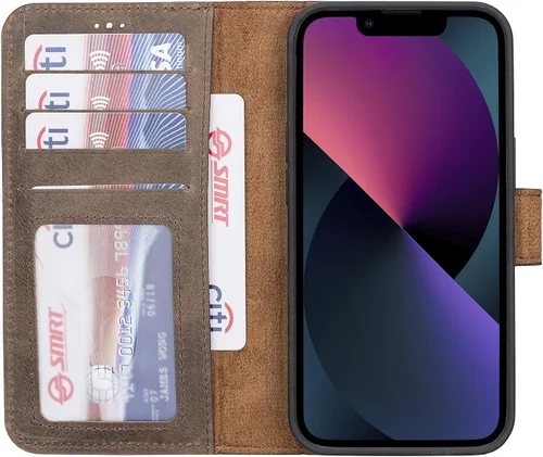 Vista 40 de HARDISTON Funda de piel auténtica hecha a mano compatible con iPhone 11 Pro de 5.8 pulgadas, funda magnética desmontable con tarjeteros - bordes