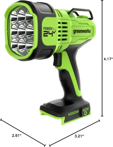 Vista 11 de Greenworks Luz de Punto LED de 24V, linterna de mano de 3000 lúmenes, foco de brillo variable, solo herramienta