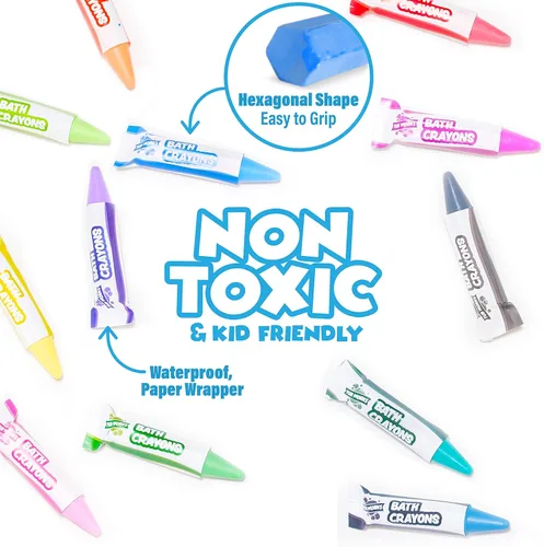 Vista 4 de Tub Works® Smooth™ - Crayones de baño de juguete de baño, paquete de 12 Crayones de baño no tóxicos y lavables para niños pequeños y niños