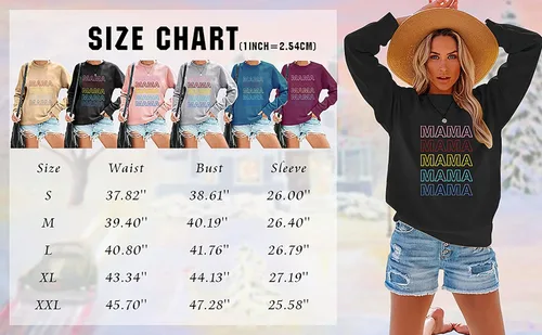 Vista 5 de Sudadera para mujer con divertido estampado de letras, blusa informal de manga larga para otoño