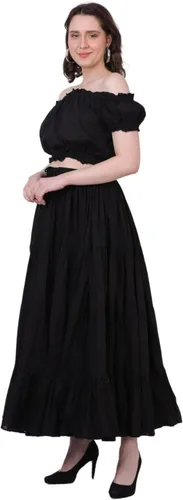 Vista 3 de Wevez - Falda de algodón para mujer tamaño grande, estilo danza del vientre