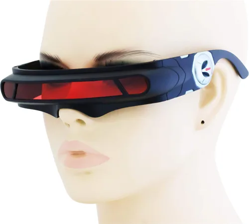 Vista 3 de FLAWLESS EYEWEAR Futurista Space Alien Disfraz Fiesta Cíclope Escudo Espejo de Color Mono Lente Envoltura Gafas de sol 5.787 in