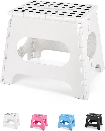 Vista 11 de Dyforce Taburete plegable de 9 pulgadas para niños y adultos, taburete de pie plegable y ligero para niños pequeños, cocina, baño, capacidad de 300