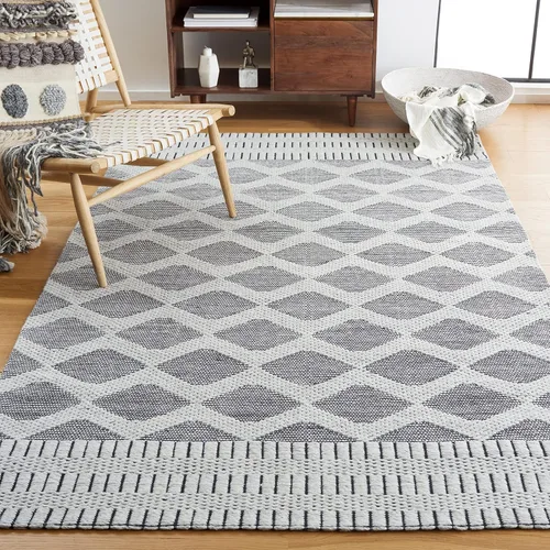 Vista 9 de SAFAVIEH Vermont Collection - Alfombra de pasillo de 2 pies 3 pulgadas x 8 pies, gris y marfil, hecha a mano de lana geométrica bohemia moderna