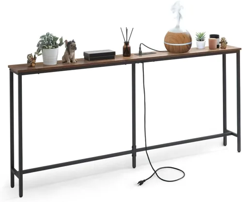 Vista 10 de CAPHAUS Mesa de consola estrecha y larga de 47 pulgadas para entrada, sofá de diseño clásico, mesa estrecha y larga para sala de estar, mesa