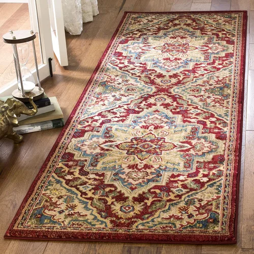 Vista 9 de SAFAVIEH Kashan Collection - Alfombra de área de 2 x 3 pies, color rojo y beige, diseño oriental tradicional, no desprende pelusa y de fácil