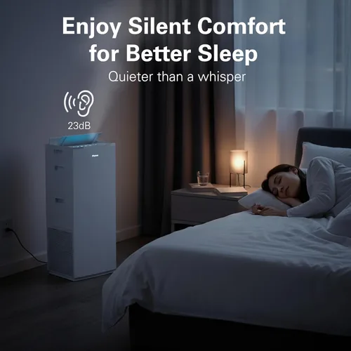 Vista 6 de Daikin Paquete de purificador de aire de habitación, purificador de aire HEPA con prefiltro, filtro de luz LED de carbono y UVC, cero ozono