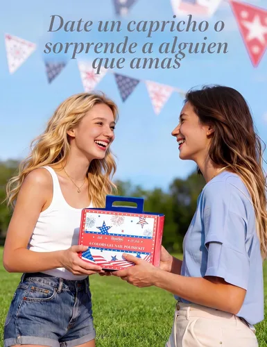 Vista 8 de Beetles - Kit de esmalte de uñas de gel para uñas del 4 de julio con luz UV, 6 colores, rojo, blanco, azul, juego de regalo de uñas para el Día
