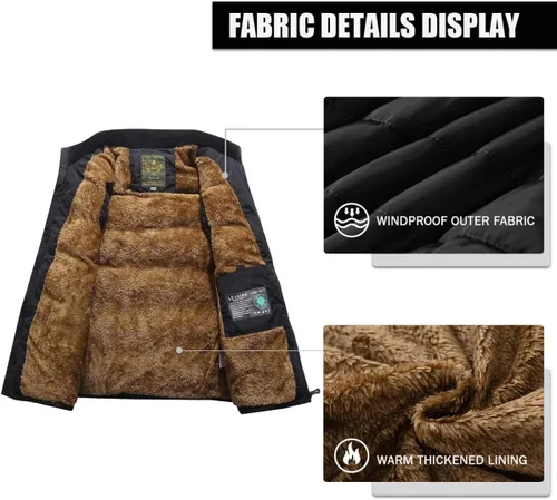 Vista 63 de Msmsse Chalecos de invierno para hombre, con forro polar, acolchado, casual, sin mangas