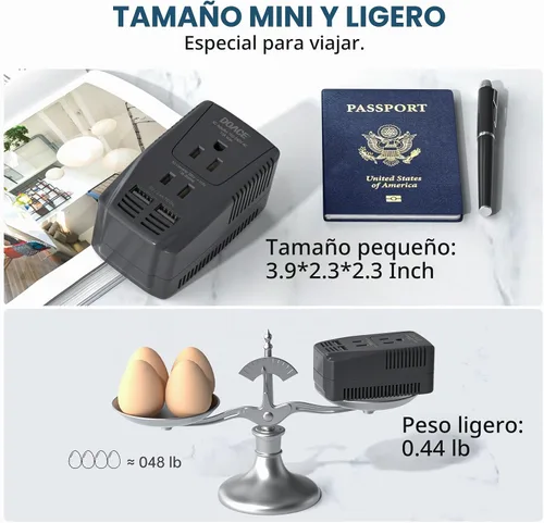 Vista 4 de Convertidor mejorado de 2000W 220V a 110V para viajes europeos, convertidor de voltaje de EE.UU. a Europa para secador de cabello, plancha