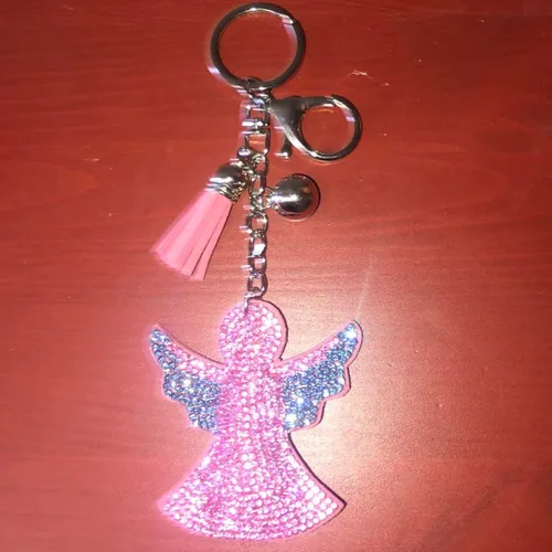 Vista 5 de Popfizzy Llaveros de diamantes de imitación para mujeres y niñas, llaveros de mochila brillantes, dijes para bolso, llavero divertido, regalo genial