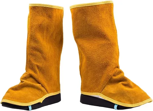 Vista 3 de Spats de soldadura de cuero,Cubiertas protectoras de zapatos de cuero,Cubiertas protectoras protectoras resistentes a la llama soldadas,Cubiertas