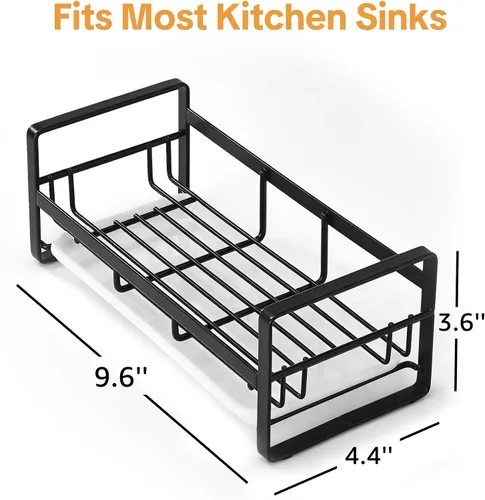 Vista 6 de HULISEN Soporte grande de esponja, organizador de dispensador de jabón de cocina de acero inoxidable 304, escurridor de jabón de encimera con Negro