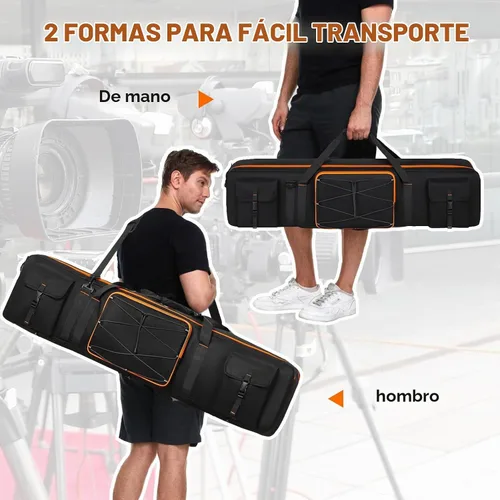 Vista 4 de Estuche de transporte para trípode, soporte de luz de trípode y bolsa de kit de iluminación para fotografía, bolsa de transporte grande