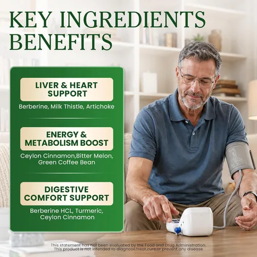 Vista 3 de B BEWORTHS Suplemento HCL de berberina con canela de Ceilán, gotas líquidas de fitosoma de berberina con cúrcuma, canela de Ceilán, melón amargo