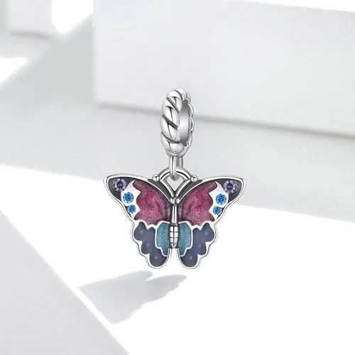 Vista 4 de Abalorio de perro de plata de ley 925 con diseño de dinosaurio y araña, dije de gato con forma de delfín, ratón para pulsera Pandora