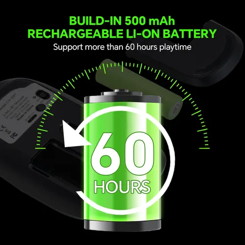 Vista 4 de Ratón LED inalámbrico recargable 2.4GHzBluetooth Método de conexión múltiple silencioso delgado con batería intercambiable grande 1600DPi USB