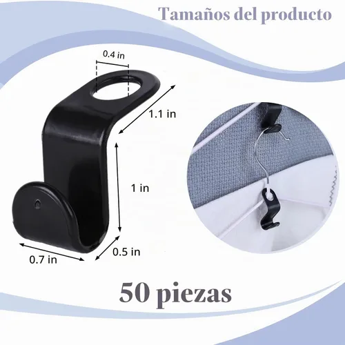 Vista 2 de MCPINKY - Ganchos extensores de colgador, 50 ganchos para colgar ropa Ahorradores de espacio en el armario para colgar ropa, color negro