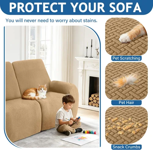 Vista 7 de ALIECOM Fundas 100% impermeables para sofá seccional reclinable, forma de L, elásticas, para esquina, funda para sofá seccional reclinable, lavable