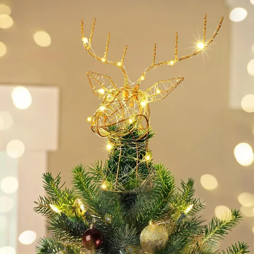 Vista 17 de Luxspire Estrella Superior para Árbol de Navidad, Luces LED de Metal con Purpurina 3D para Decoraciones Navideñas, Operada con Control Remoto y USB