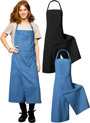 Vista 9 de 2 delantales de cerámica ajustables con pierna dividida, delantal de cerámica con 3 bolsillos, para mujeres y hombres, rueda de cerámica para beige