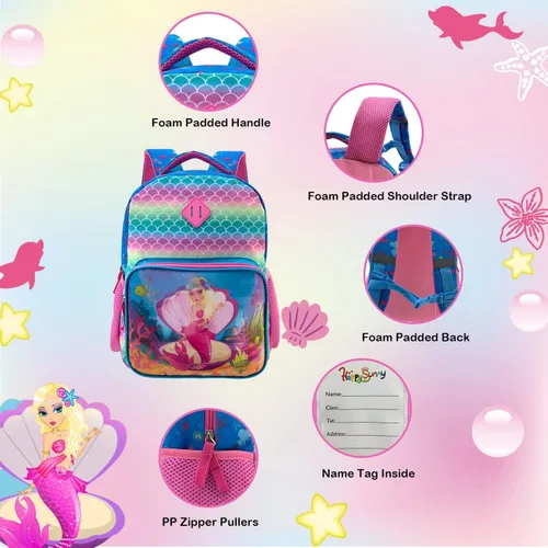 Vista 5 de HAPPYSUNNY Mochila de estudiante ligera de lentejuelas reversibles de 15 pulgadas, mochila escolar, H Mermaid - Juego de cambio de imagen, Mochilas