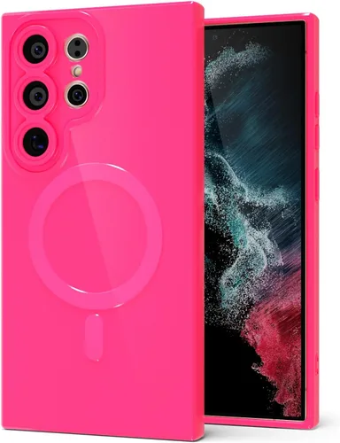 Vista 64 de Svanove Funda magnética de silicona para Samsung Galaxy S22, compatible con Magsafe, bonita funda para mujer, goma de gelatina brillante delgada