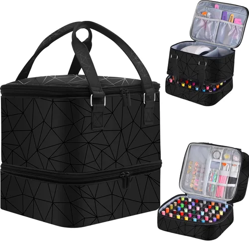 Vista 16 de FCQQYWZ Organizador de esmalte de uñas con 2 fundas desmontables con capacidad para 60 botellas y lámpara de uñas, organizadores de uñas portátiles