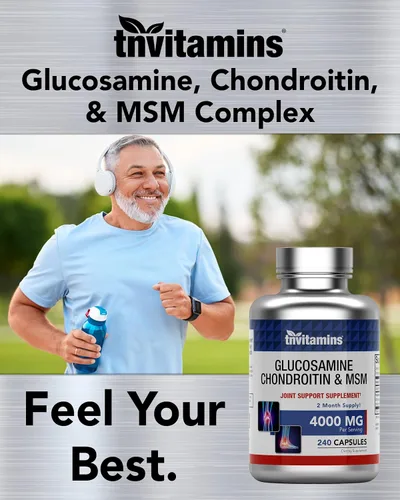 Vista 6 de Cápsulas de suplemento de glucosamina, condroitina y MSM (4000 mg x 240 cápsulas) para hombres y mujeres Potente suplemento de apoyo articular*