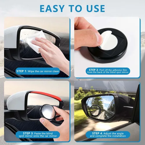 Vista 4 de OBTANIM Paquete de 2 espejos de punto ciego de 2 pulgadas de ángulo ajustable HD de vidrio redondo de visión trasera para automóvil, accesorios