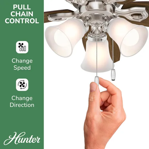 Vista 4 de Hunter - Ventilador de techo para interiores de 42 pulgadas con luces LED - Ventilador de techo con cadena de tracción, para dormitorio, sala