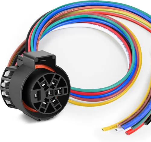 Vista 11 de Nilight Kit de arnés de cableado de enchufe de remolque de 7 pines 55243 para lado del vehículo, 7 vías, tipo RV, enchufe USCAR, compatible con Ford
