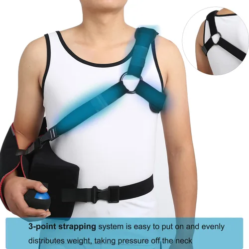 Vista 4 de Eslinga universal de abducción de hombro con almohada de abducción de 30° con correa de 3 puntos para ejercicio ajustable, inmovilizador