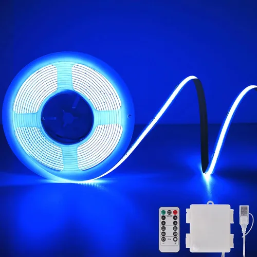 Vista 15 de OMIKA Tira de luces LED COB RGB de 6.6 pies, funciona con pilas, control remoto, regulable, cambio de color, tira de luces LED de batería, cortables