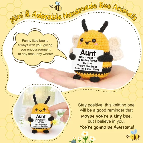 Vista 2 de LEJIAJINW - Regalos para tía para mujer, regalos de cumpleaños para tía de sobrina sobrina, linda abeja de ganchillo hecha a mano, regalo único