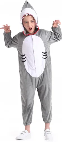 Vista 3 de Disfraz unisex de animales para niños, pijama de animales con capucha de felpa, para Halloween, carnaval, animal, para niños y niñas