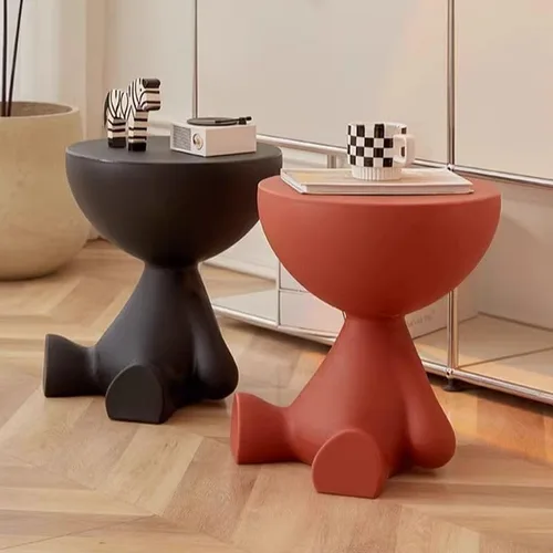 Vista 3 de Mesa auxiliar, mesa auxiliar moderna, mesa de sofá, mesa de noche con base abstracta para espacios pequeños, mesita de noche, decoración del hogar