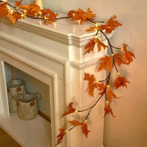 Vista 10 de Fudios Guirnalda de Abedul Iluminada con Temporizador 48 Luces LED de Hadas 6 pies Funciona con Baterías para Decoración de Repisa, Guirnalda