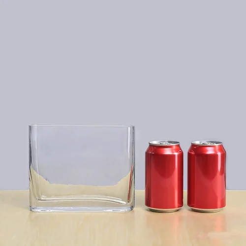 Vista 6 de CYS EXCEL Jarrón de Cristal para Libros (H:6" Apertura:7"x2") Jarrón de Flores Ovalado con Borde Redondo Rectangular Centro de Mesa para Bodas