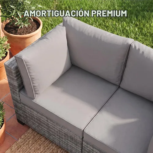 Vista 2 de FHFO 7 Piece Patio Furniture Set, Outdoor Wicker Sectional Sofa Set 1/ Gris Gris Claro