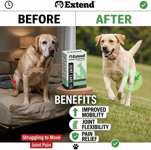 Vista 4 de Suplemento para perros Extend, cuidado de articulaciones para perros, suministro para 1 mes, glucosamina para perros con MSM y ácido ascórbico