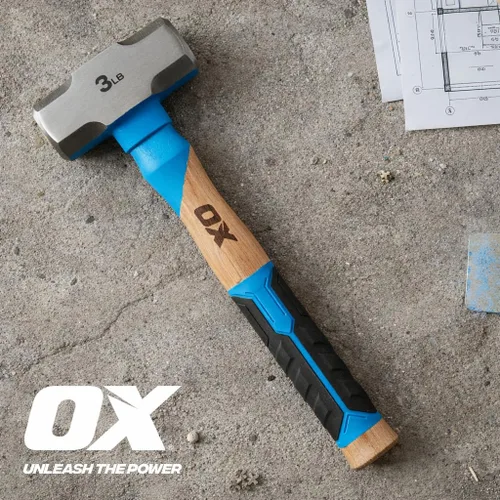 Vista 2 de OX Tools Pro Series - Martillo para enmarcar California de 3 libras, martillo de garra recta de cara fresada con cabeza de acero forjado y mango