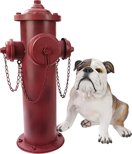 Vista 3 de Design Toscano Estatua de boca de incendios para cachorros y almacenamiento Contenedor Grande 23 pulgadas Metal A todo color Para jardín