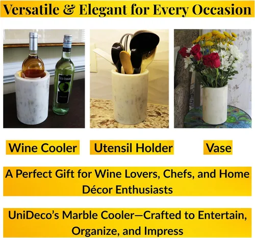 Vista 5 de Regalo para los amantes del vino, Enfriador de bebidas de 1.45 litros, Cubo de enfriador de vino de mármol, Soporte para utensilios de cocina