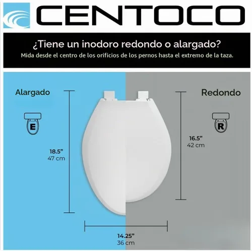 Vista 4 de Asiento de inodoro redondo Centoco, núcleo de madera resistente de servicio pesado con acabado de plástico resistente a los arañazos, cierre suave