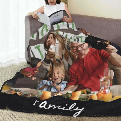Vista 8 de Manta personalizada con collage de fotos, texto, mantas con imágenes personalizadas, regalos para cumpleaños, para madres, papás, manta de fotos