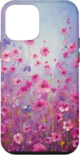 Vista 16 de Happy Pink Flowers Painting Field Purple Colors Case for iPhone 17