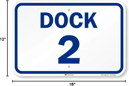 Vista 6 de SmartSign Letrero de número de muelle "Dock 2" Aluminio reflectante de grado diamante 3M de 12 x 18 pulgadas