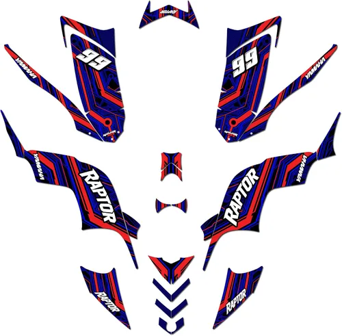 Vista 7 de Kit de gráficos para Yamaha Raptor 90 Electron Series Azul 16 Mil-ATV UTV Dirt Bike Adhesivos, Quad Dirtbike Racing Calcomanía Automotriz Motocross