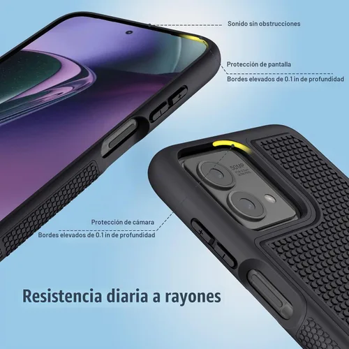 Vista 4 de FNTCASE Funda para Moto G-Stylus 2023: doble capa antideslizante a prueba Negro